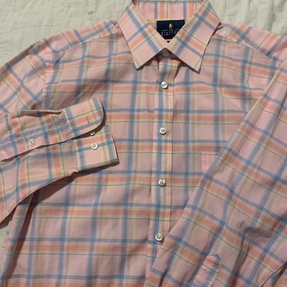 Pink Plaid Dress Shirt by Stafford - Picture 2 of 4